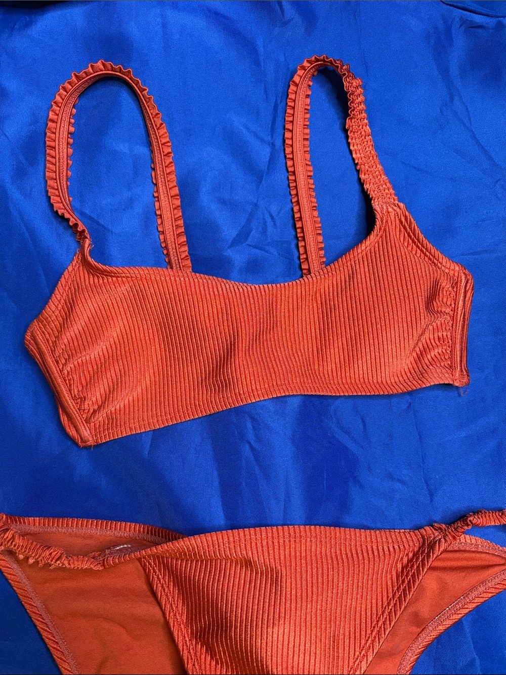 Xhilaration Orange Rust Ribbed Bikini Set Swim Swimsuit Bathing Suit Two Piece